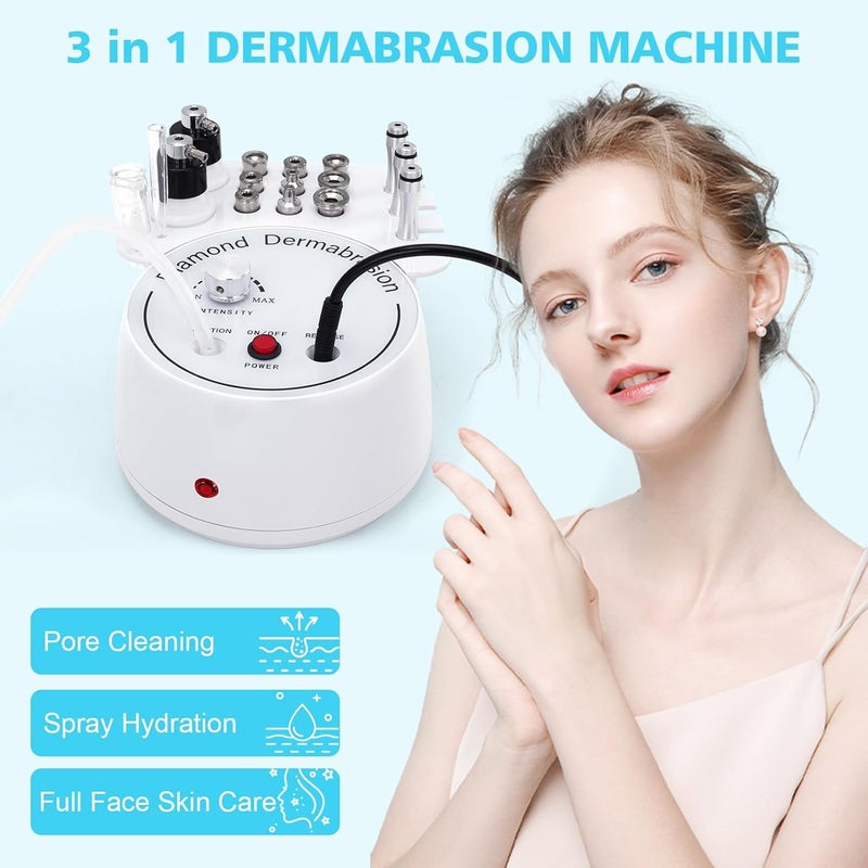 mcwdoit 3 in 1 Diamond Micro DermaBrasion Machine, Professional Dermabrasion Facial Skin Care Device with Wand, Spray Bottle and Vacuum Glass Tube for Personal Home Beauty Salon Use - Image 3